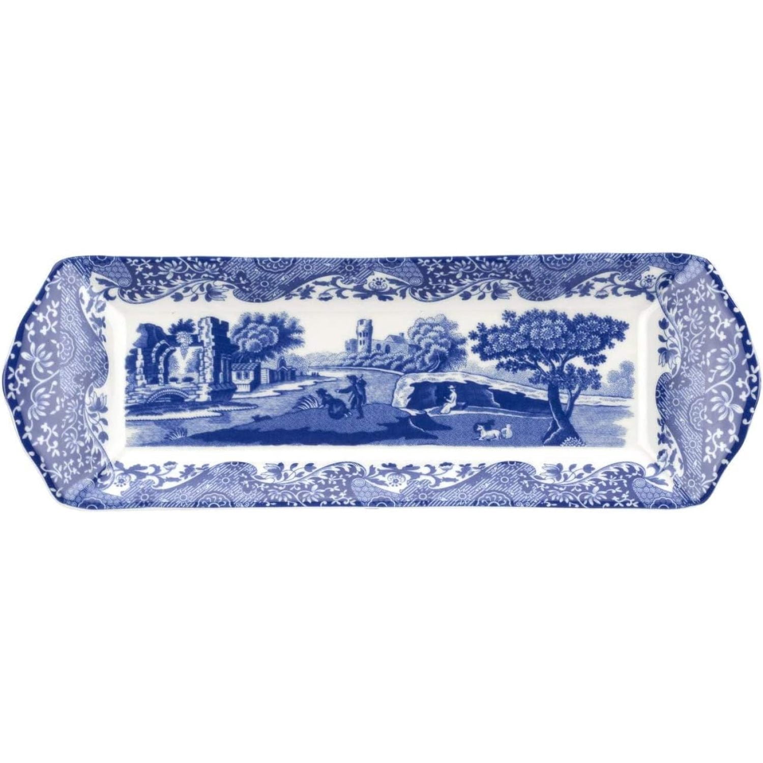 Spode Christmas Tree 14-Inch Rectangular Porcelain Sandwich Tray - Holiday Serving Platter, Dishwasher & Microwave Safe
