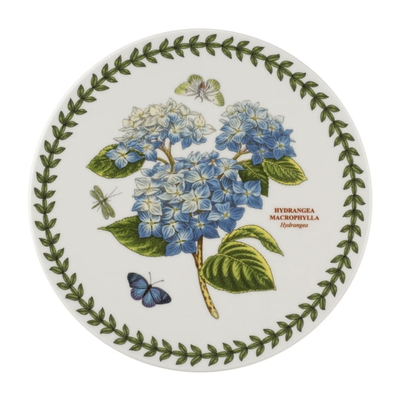 Portmeirion Botanic Garden 8-Inch Trivet, Hydrangea Motif - Durable Porcelain Essential Kitchen Tool, Microwave & Dishwasher Safe, Freezer Friendly - Versatile for Home Gatherings & Parties