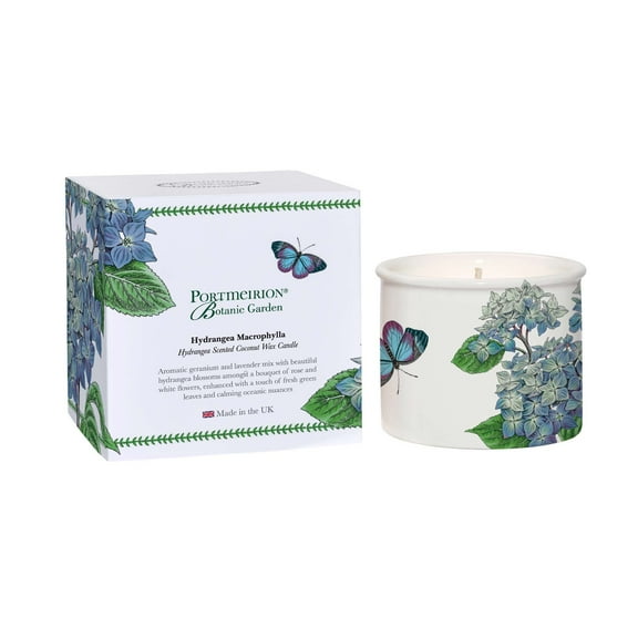 Portmeirion, Botanic Garden Hydrangea Flower Scented Candle Ceramic Timeless Collection