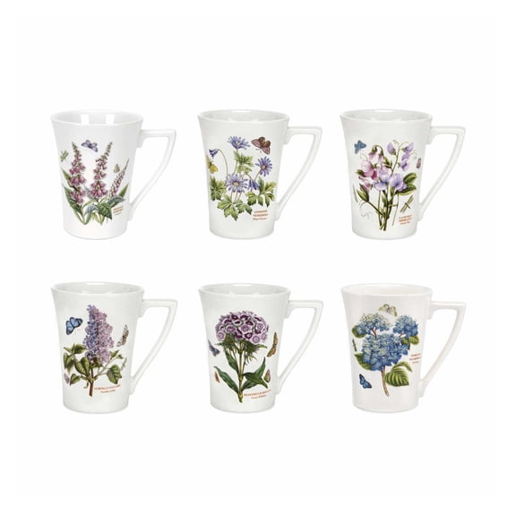 Portmeirion Botanic Garden Set of 6 Mandarin Mugs (Assorted Motifs)