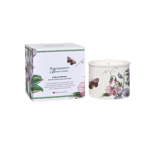 Portmeirion, Botanic Garden Sweet-Pea Floral Scented Candle Ceramic Timeless Collection