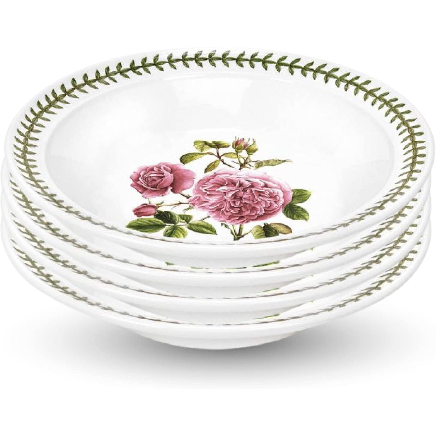 Portmeirion Botanic Roses Soup Bowl Set Of 4 - 8.5 Inch Round Bowls, Assorted Motifs, Dishwasher & Oven Safe