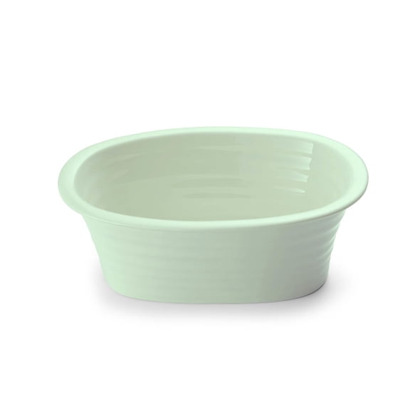 Portmeirion Sophie Conran Individual Pie Dish, Celadon - Porcelain Bakeware for Oven, Freezer & Table Use, (7.75" x 6") Fine Porcelain Oval Baking Bowl - Dishwasher & Microwave Safe