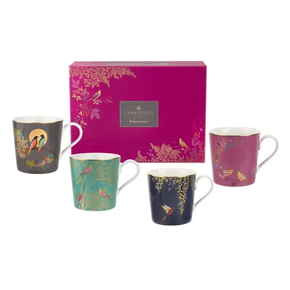Portmeirion Sara Miller London Chelsea Mugs Assorted Set of 4, Elegant and Sophisticated, The Perfect Blend of Style and Quality