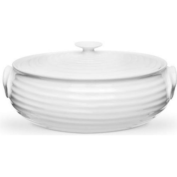 Portmeirion Sophie Conran 3.5 Quarts White Oval Casserole, Small, Dishwasher and Oven Safe