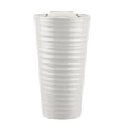 Portmeirion Sophie Conran White Travel Mug, 12 oz Porcelain Coffee & Tea Cup with Silicone Spill-Proof Lid, Dishwasher & Microwave Safe, Durable Drinkware for Hot & Cold Beverages