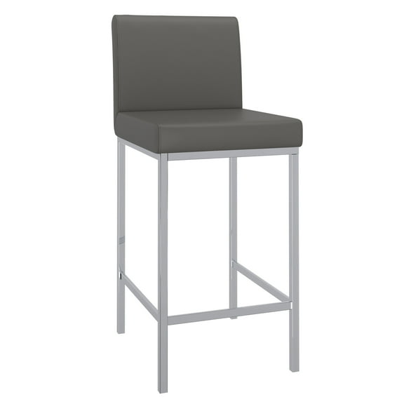 Porto 26" Faux Leather Upholstered/Metal Counter Stools in Gray (Set of 2)