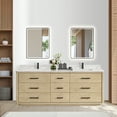 thumbnail image 1 of Porto 84" Aged Natural Oak Double Bath Vanity with Fish Maw White Quartz Stone, 1 of 15
