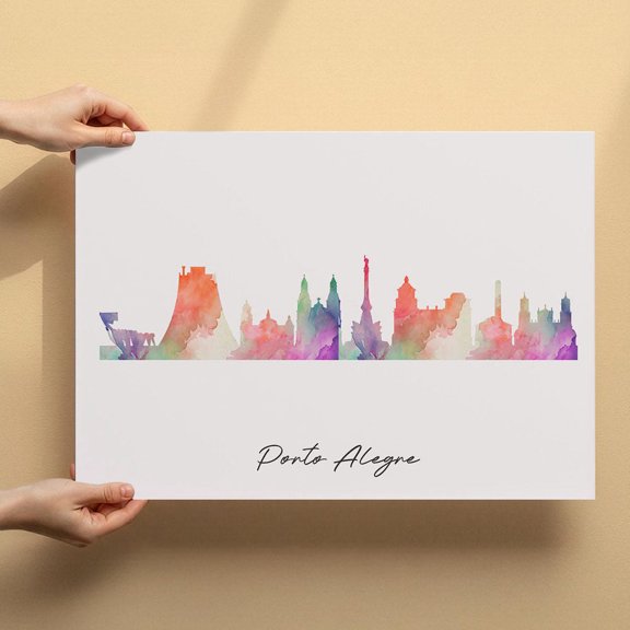 Porto Alegre Skyline Canvas Wall Art 8x12 inch – Porto Alegre Skyline Abstract Watercolor Wall Decor – Stylish Canvas Print for Bedroom