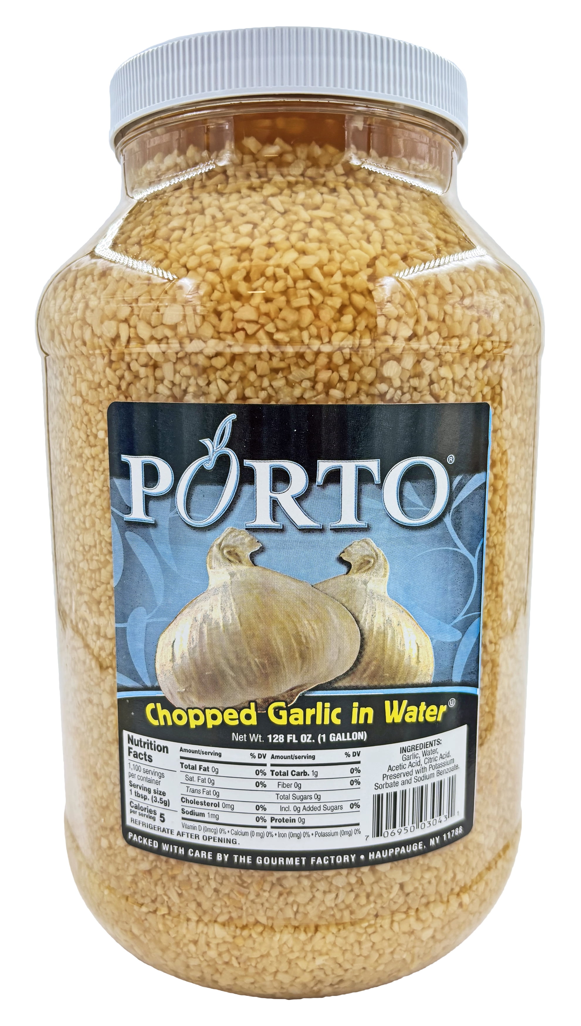 Porto Chopped Garlic In Water | Kosher | 1 Gallon