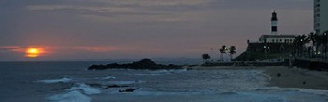 Porto Da Barra Beach with Forte De Santo Antonio Lighthouse at sunset Salvador Bahia Brazil Canvas Art - Panoramic Images (18 x 6)