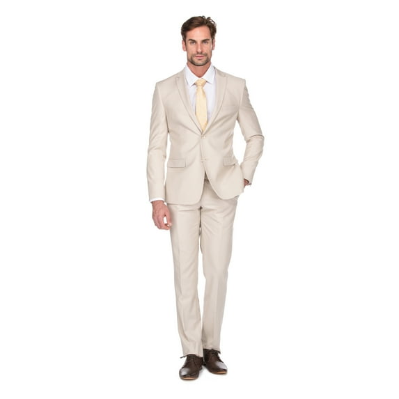 Porto Filo Men's 2 Piece Bone White Slim Fit Suit