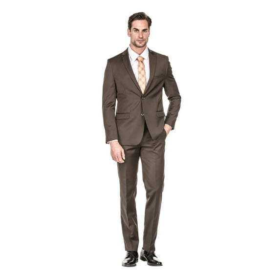Porto Filo Men's 2 Piece Brown Slim Fit Suit