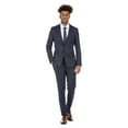 thumbnail image 1 of Porto Filo Men's 2 Piece Navy Windowpane Slim Fit Suit, 1 of 6