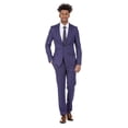 thumbnail image 1 of Porto Filo Men's 2 Piece Purple Windowpane Slim Fit Suit, 1 of 6