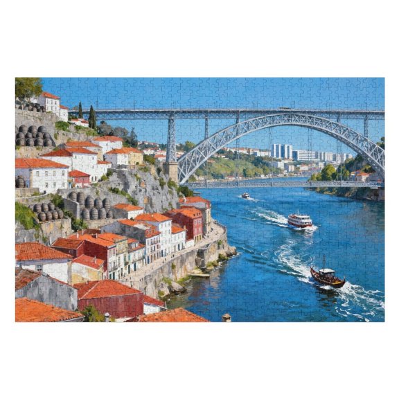 Porto Old Town 1000 Pieces Puzzle for Adults, Scenic Jigsaw of Historic Town, Challenging Indoor Game, Relaxing Mind Activity, Home Dcor, Family-Friendly Puzzle, 1000 Pieces