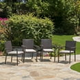 thumbnail image 1 of Porto Outdoor Wicker Armed Dining Chairs with Cushions, Set of 4, Multibrown, Textured Beige, 1 of 12
