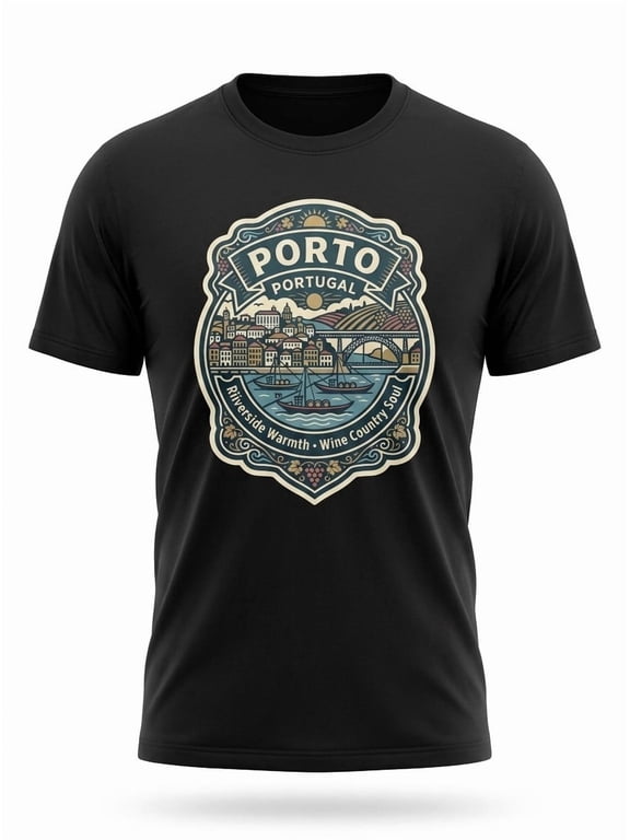 Porto Portugal Riverside Graphic T-Shirt Unisex Travel Tee