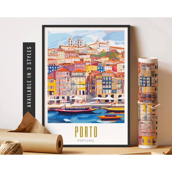 Porto Portugal Wall Art Retro Travel Poster Porto Art Poster Portugal City Poster Destination Poster Travel Art Art Home Decor, 8x12 UNFRAMED