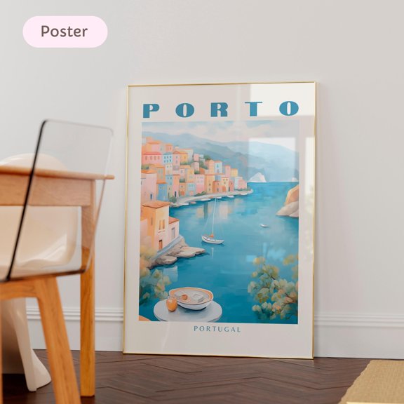 Porto Travel Portugal Cityscape Art Home Office Wall Decor Unique Travel Gift Idea