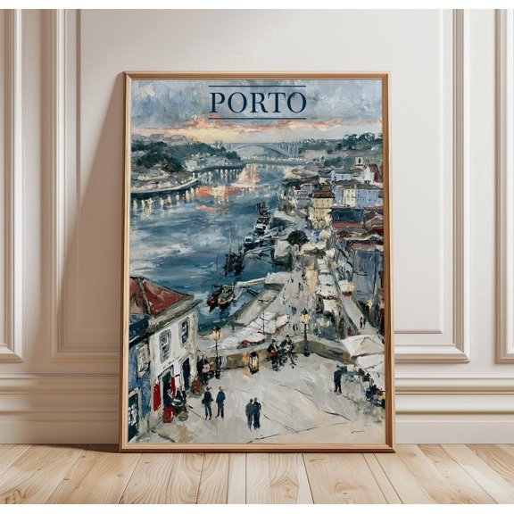 Porto Travel Riverfront City Print Riverside Wall Art, Unframed Paper Print