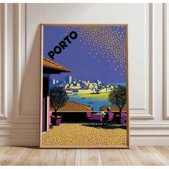 Porto Travel Riverside City Terrace Poster, Travel Inspired Home And Office Decor