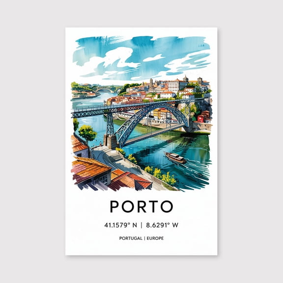 Porto Watercolor Canvas Wall Art Porto Wall Decor Home decor Porto Canvas Portugal Art Canvas, Travel Souvenir Print Canvas-1WN5043