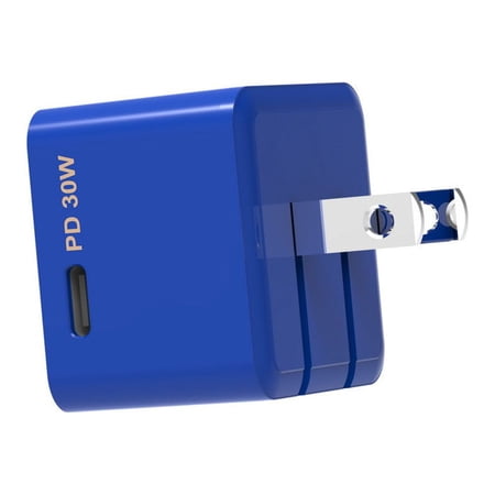 PortoUno - 30W Fast Charging, Side USB-C Port, Foldable Wall Adapter - Blue