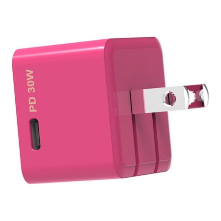 PortoUno - 30W Fast Charging, Side USB-C Port, Foldable Wall Adapter - Pink