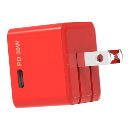 PortoUno - 30W Fast Charging, Side USB-C Port, Foldable Wall Adapter - Red