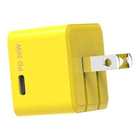 PortoUno - 30W Fast Charging, Side USB-C Port, Foldable Wall Adapter - Yellow