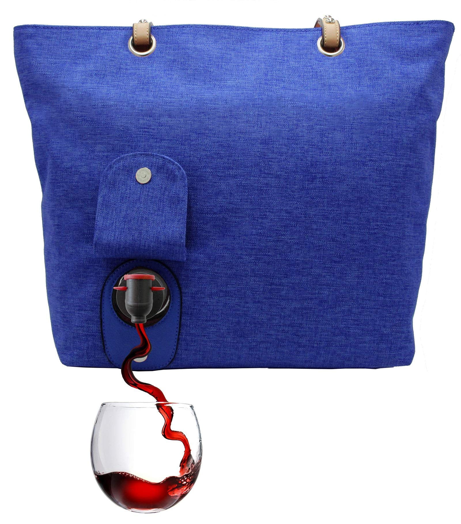 PortoVino City Tote Bag Canvas Wine Purse with Hidden Spout and