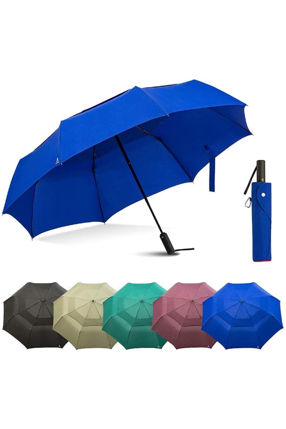 Portobello Large Umbrella For Rain - Big 54 Inch Double Vented Canopy, Folds Into Travel Size, Big Enough To Fit In 2 Adults, Heavy Duty, Sturdy, Windproof W/Auto Open Close