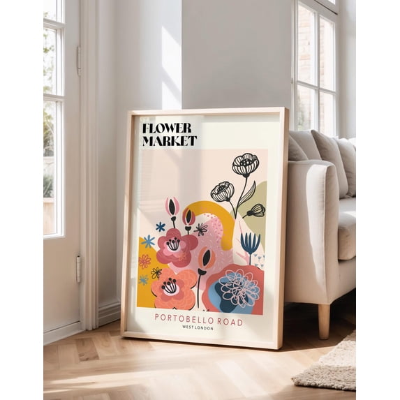 Portobello Road Flower Market Retro Floral Wall Art Print - Walmart.com