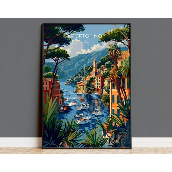 Portofino Travel Print Wall Art, Travel Poster of Portofino, Portofino Art Lovers Gift, Italy, Italian Art Gift, 16x24 UNFRAMED