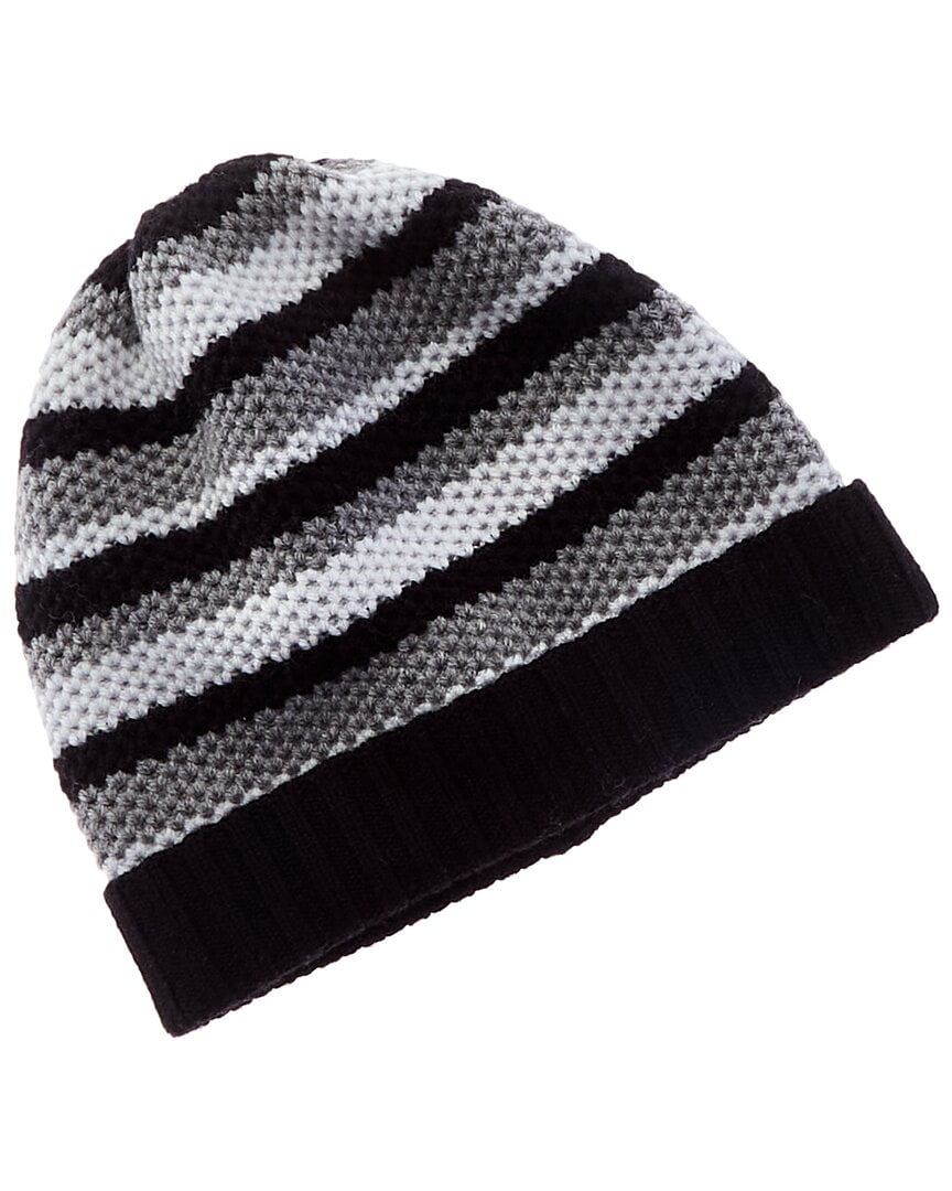 Portolano Striped Honeycomb Stitched Wool Beanie, Black  display picture 3