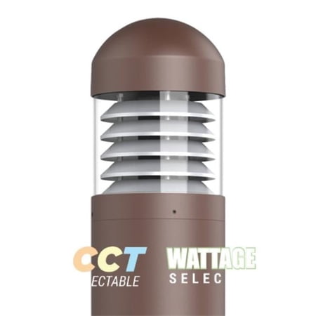 Portor PT-ABL-R-DTP-L-3CP Architectural Round Bollard Light with CCT & Wattage Selector, Louvre Style
