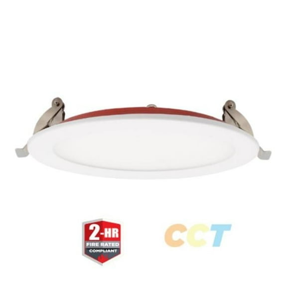 Portor PT-DLS-R-FR-6I-15W-5CCT 6 in. LED Fire Rated Compliant Slim Downlight with CCT Selector