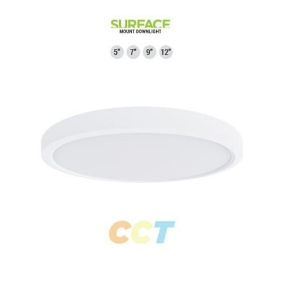 Portor PT-DLSM-R-12I-22W-3CCT 12 in. LED Round Surface Mount Downlight with CCT Selector