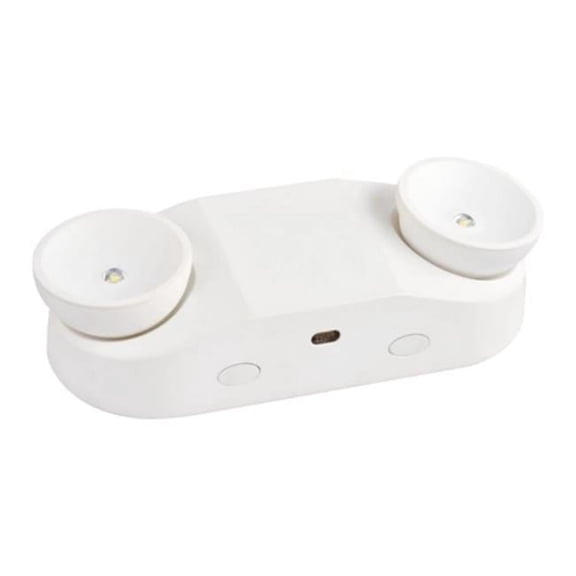 Portor Round Double-Head LED Emergency Light, 1.2W, 120V to 277V, 90-Minute Runtime