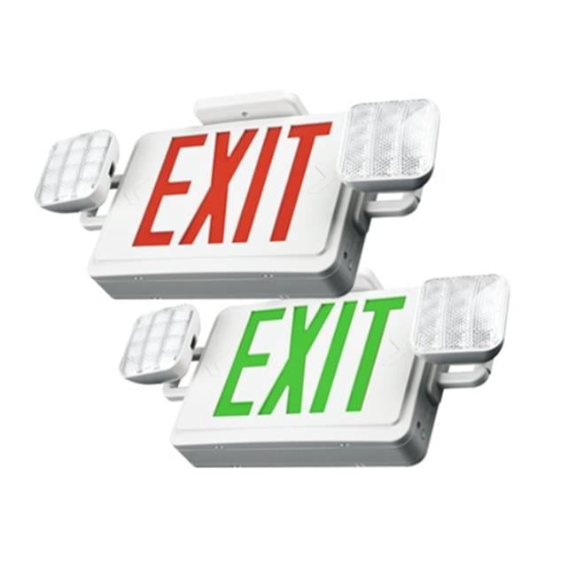 Portor PT-EXL-C-S Square Bi-Color LED Exit Sign & Emergency Light Combo ...