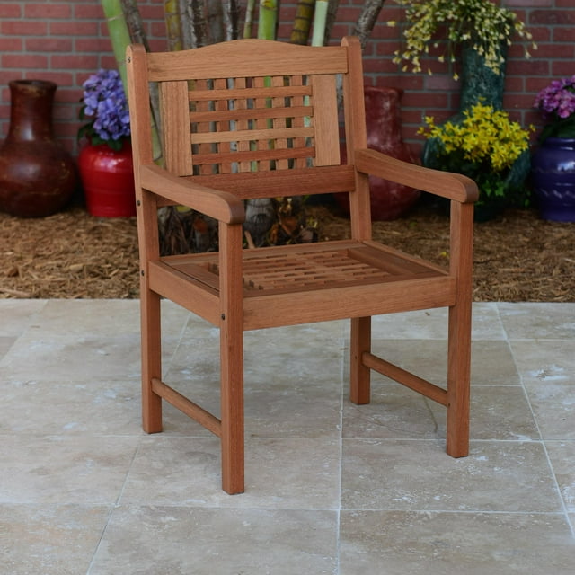 Portoreal 100% FSC Eucalyptus Wood Chair. Ideal for patio, Brown