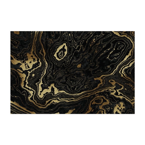 Portoro Black and Gold Marble Texture II - Digital Art Abstract Geometric Modern Art Pattern Minimalist Surrealism Psychedelic Unframed Wall Art Print 8 x 12 inches