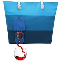 Portovino Blue Beach Wine Purse Tote with Hidden, Leakproof & Insulated Compartment