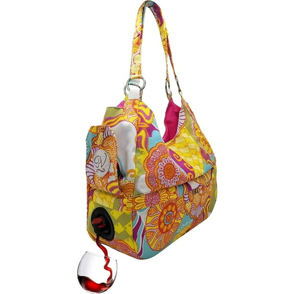 Portovino Swankey Blossom Beverage Tote with Hidden Insulated Compartment