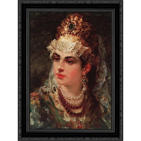 Portrait 20x24 Black Ornate Wood Framed Canvas Art by Makovsky, Konstantin