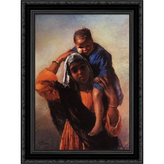 Portrait 20x24 Black Ornate Wood Framed Canvas Art by Makovsky, Konstantin