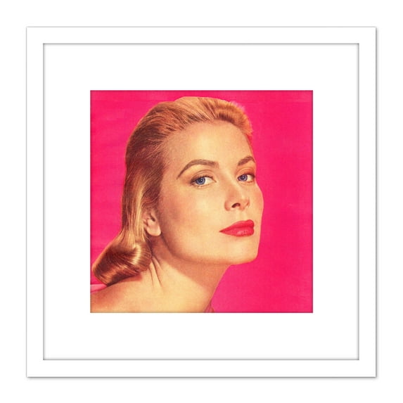 Portrait Actress Princess Grace Kelly Photo 8X8 Inch Square Wooden Framed Wall Art Print Picture with Mount