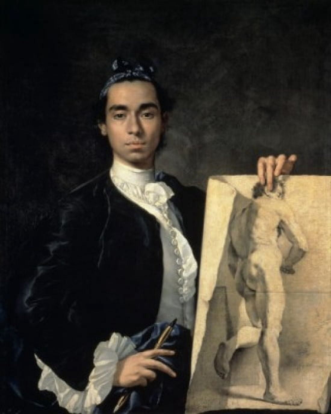Portrait Of The Artist Holding A Life Study 18th Century Luis Egidio Mel???ndez (1716-1780 Spanish) Musee du Louvre Paris France Canvas Art - Luis Egidio Melendez (18 x 24)