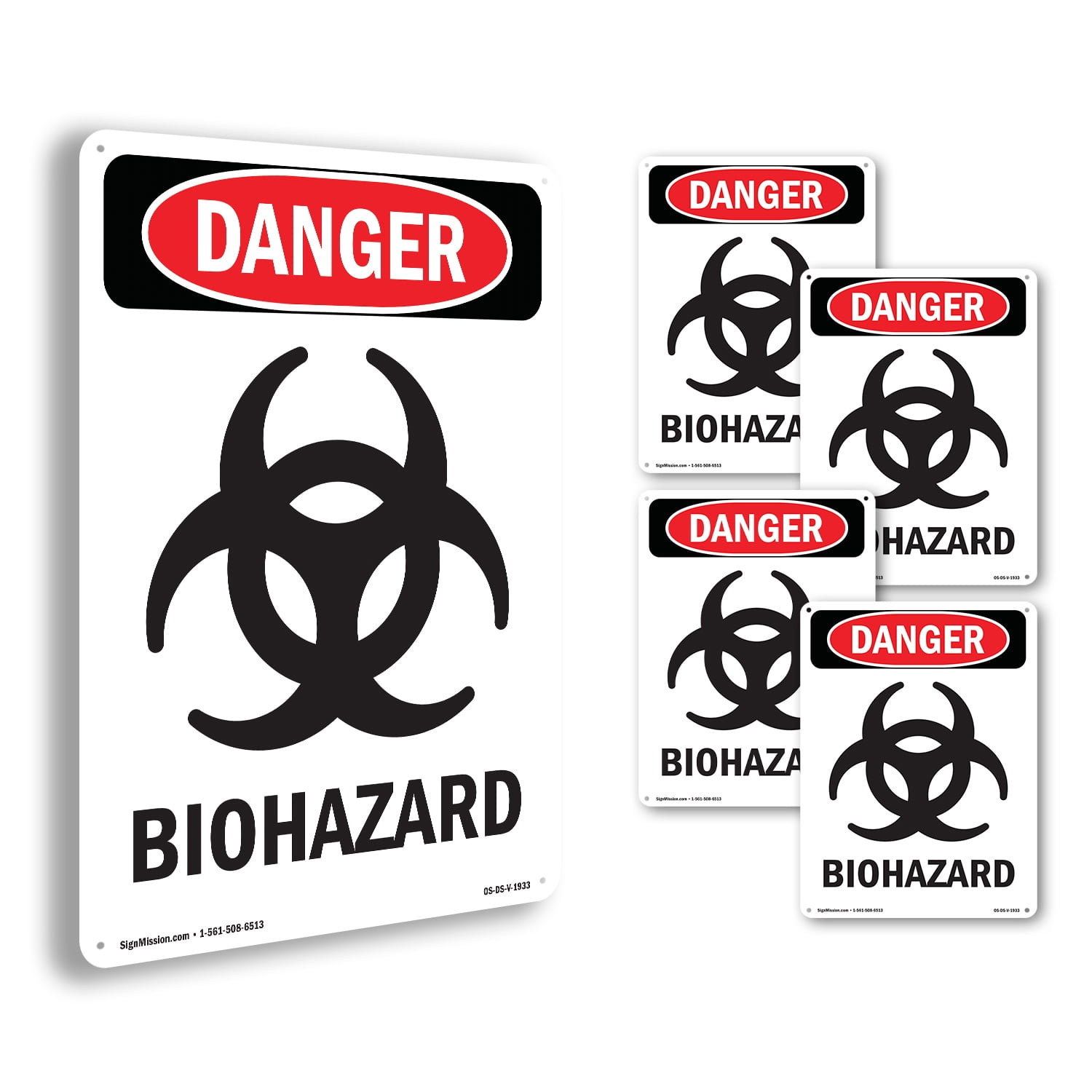 Portrait Biohazard OSHA Danger Rigid Plastic Sign 18 Inch x 12 Inch - 5 ...